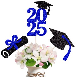 ALISSAR 18Pcs Double Sided 2025 Graduation Party Centerpiece Sticks-Graduation Table Decorations for Class of 2025 (blue)