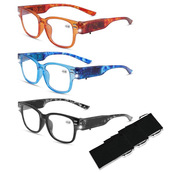 3Colors Magnifying Glasses with Light Bright LED Readers Lighted Magnifying