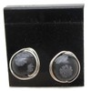 Snowflake Obsidian and Sterling Silver Herringbone-Topped Wire-Wrapped Post Earrings
