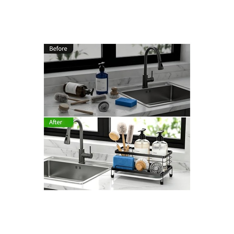 Cisily Sponge Holder for Kitchen, Sink Organizer, Kitchen Sink Accessories