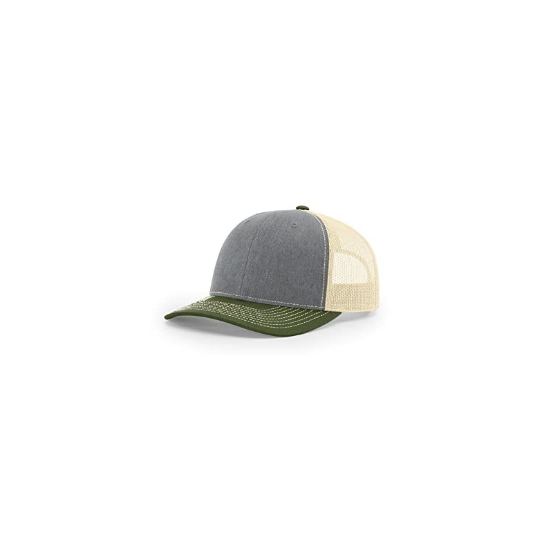 RICHARDSON Snapback Trucker Cap Adjustable Heather Grey/Birch/Army Olive, One Size
