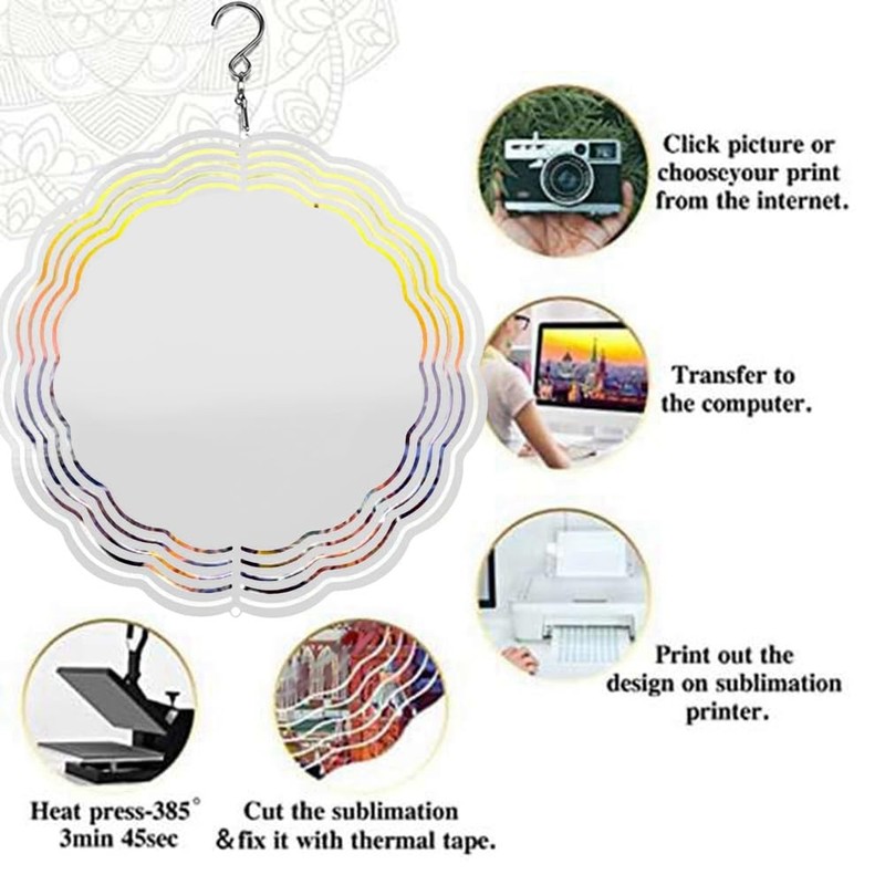 Pvczool 12Pcs Sublimation Wind Spinner Blanks 3D Wind Spinners Hanging