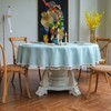 GOEXCPL Round Cotton and Linen Tablecloth with Fringes, Blue-Green Diameter