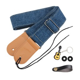 Evil Hair Women's Guitar Strap Holder Cotton Linen Shoulder Belt for Ukulele Bass Acoustic Guitar Musical Instrument Parts Accessories (blue)