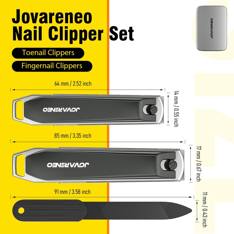 Nail Clipper Set,Premium Stainless Steel Fingernail and Toenail Clipper Cutters
