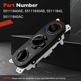 55111840AE Front Climate Control Module A/C Heater Air Conditioning Panel w/Rear Window Defogger Switch, Compatible with 2007-2010 Jeep Wrangler JK Rubicon Replace# 55111840AB, 55111840AC, 55111840AD