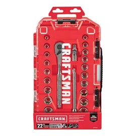 Black And Decker Us Inc Craftsman 3/8 in. Drive Metric and SAE 6 Point Socket and Ratchet Set 22 pc. -