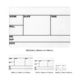 Filmsticks Acrylic Board MEDIUM UK/EU Layout, 280 x 190 mm, Premium Wipe-Clean Film Slate Board, Professional Replacement Clapperboard Board for Film & TV Production
