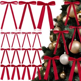 LOYIM 36 PCS Velvet Christmas Wreath Bow Bulk Christmas Velvet Bow Vintage Velvet Ribbon Bow Xmas Velvet Tree Bow for Christmas Garland Home Wedding Decoration 3 Size Width of 3/8'' 5/8'' 1''(Red)