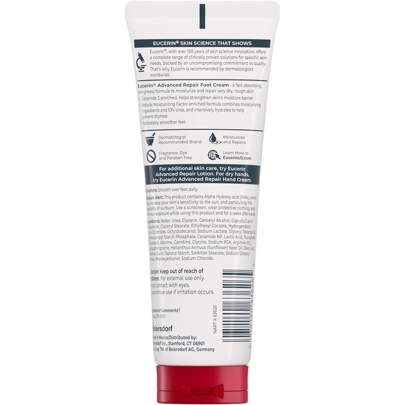 Eucerin Intensive Repair, Extra-Enriched Foot Creme, 3 Oz (Pack of