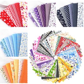 50 Cotton Fabric Squares 10x10cm - Precut Patchwork Material for Sewing, Quilting & DIY Crafts, Floral Patterns, Cotton Quilting Squares, Fabric Bundle