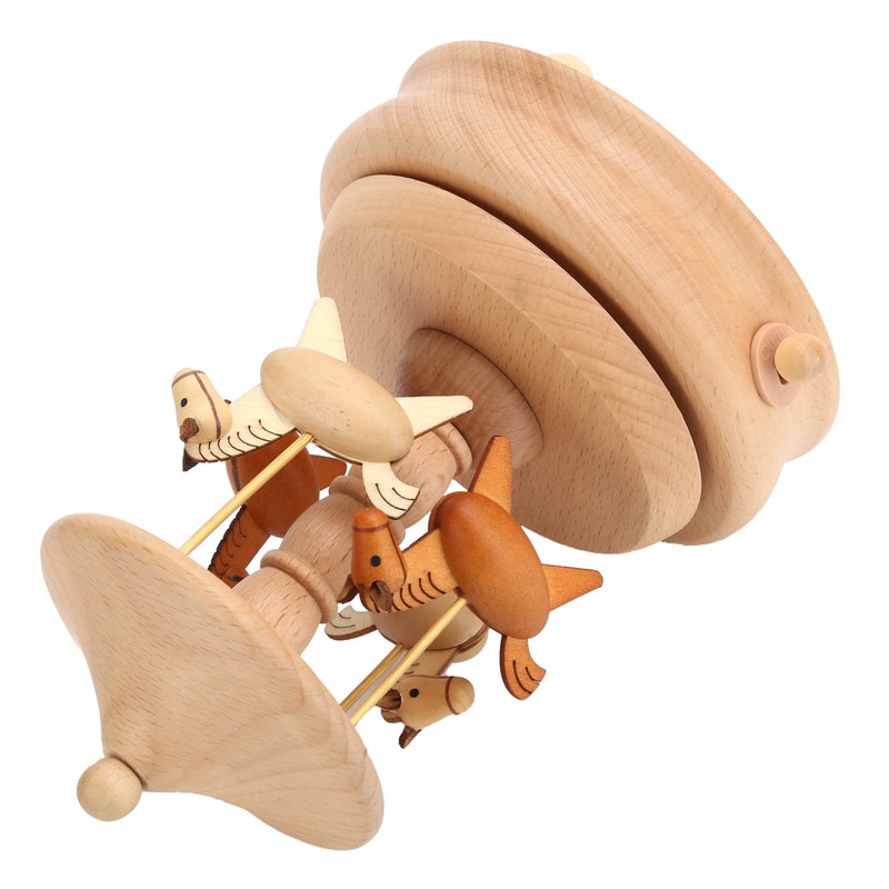 Cute Music Box Wooden Rotating Musical Box Wood Crafts Birthday