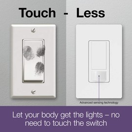 Lutron Maestro - Interruptor de sensor de movimiento con placa de pared, no requiere neutro, LED de 150 W, un solo polo, MS-OPS2HW-WH, blanco