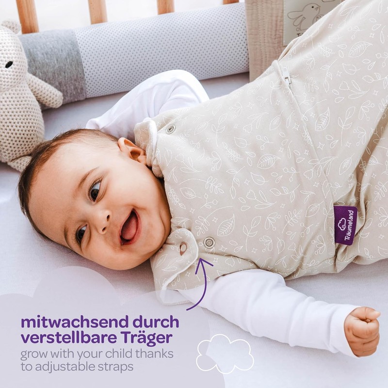 TRÄUMELAND – LIEBMICH Babyschlafsack 3-teiliges Set Moon grau | atmungsaktiver