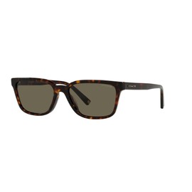 Coach HC8328U Universal Fit Sunglasses, Dark Tortoise/Dark Brown Solid, 57 mm