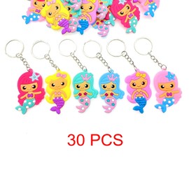 JZK 30 x Mermaid Key Rings for Children Girls Birthday Party Gifts, Mermaid Princess Theme Party Decoration Accessories Decoration Thank You Gifts Promotional Gifts Party Bag Fill