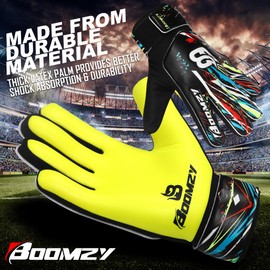 BOOMZY Soccer Goalie Gloves for Kids Boys Children, Youth & Adult Football Goalkeeper Gloves with Double Wrist Protection (Yellow Fluorescent, Size 5 suitable for 9 to 12 years old)