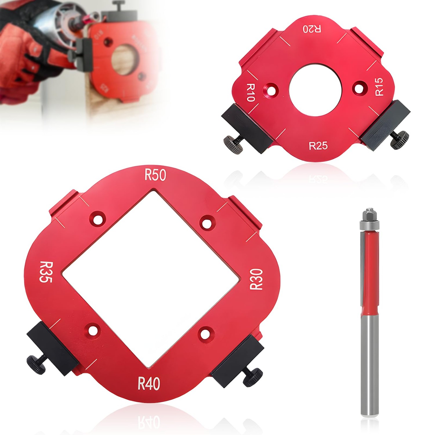 Pack of 2 Red Router Jig Radius Stencil, Milling Template, Router, with ...