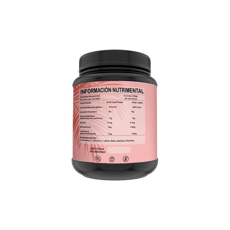 Creatina Glutamina 1 Kg Flamish Pre Entreno 50servicios Mora Azul