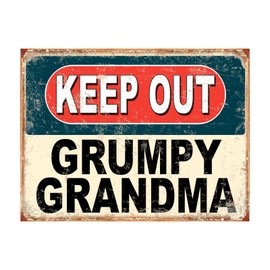 Shawprint Keep Out Grumpy Grandma Funny Metal Signs Home Pub Indoor & Outdoor Garden Bar Garage Vintage Wall Plaque Gift Retro (10” x 8”)