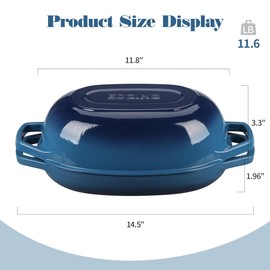 EDGING CASTING Enameled Cast Iron Dutch Oven Pot with Lid, Oval Dutch Oven for Bread Baking, Bread Oven for Homemade Sourdough Bread Baking, 5qt, Lake Blue