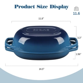 EDGING CASTING Enameled Cast Iron Dutch Oven Pot with Lid, Oval Dutch Oven for Bread Baking, Bread Oven for Homemade Sourdough Bread Baking, 5qt, Lake Blue