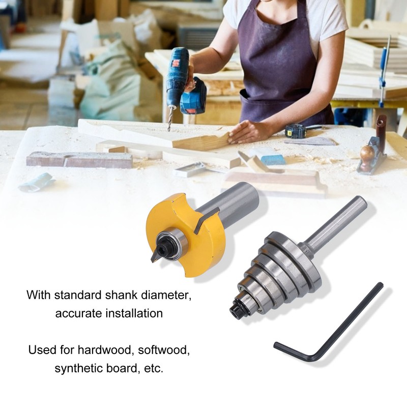 1/2in Router Bit 6 Bearing Slot Cutter for Multiple Depth