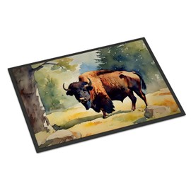 Caroline's Treasures DAC2871MAT American Bison Doormat Front Door Mat Indoor Outdoor Rugs for Entryway, Non Slip Washable Low Pile, 18H X 27W
