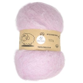 Carded Wool For Felting, Needle Felting Wool, Wool Batt, Craft Wool, Single Shade (Group C), 100 grams 3.5 Oz (Wild Orchid (61))