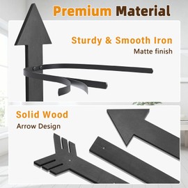 Cowboy Hat Holder for Wall, Cowboy Hat Rack Arrow Wood for 10 Baseball Caps and 5 Cowboy Hats, Western Wall Decor for Bedroom, Hat Organizer Hanger Storage for Entryway Closet Living Room, Black