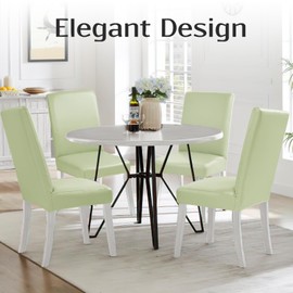 Alishomtll PU Chair Covers Set of 4/6 Leather Stretch Universal Chair Slipcovers Waterproof Elastic Dining Room Chair Covers Washable Chairs Protection for Kitchen Restaurant Hotel (Green, 4 pcs)