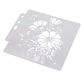 Lottoy Flower DIY Hollow Design PET Plastic Stencil, Perfect for Textile Design, Wall Design, Windows, Paper, Scrapbooking, Children's Crafts, 14 x 13 cm / 5.51 x 5.12 inches