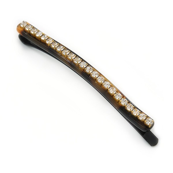 Avalaya 1Pcs Clear Austrian Crystal Tortoise Shell Effect Hair Grip/Slide