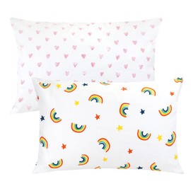 Baby Toddler Cot Bed Pillowcases 40cm x 60cm, 2 Pack 100% Soft Cotton Pillow Cover for Boys Girls Bedding, Envelope Style Travel Pillow Case