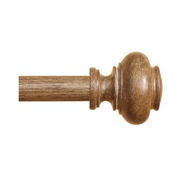 Wood Curtain Rods for Windows 32 to 45 Inch, 1 Inch Heavy Duty Curtain Rods with Imitation Wood Grain Finials, Boho Adjustable Drapery Rods, Farmhouse Rustic Single Window Curtains Rods