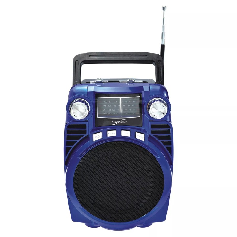 Supersonic® SUPERSONIC SC-1390BT - BLUE Bluetooth 4-Band Radio (Blue)