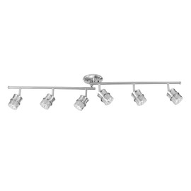 Globe Electric 59355 6-Light Foldable Track Lighting, Brushed Nickel Finish, White Glass Shades, Bulbs Included, Track Lighting Kit, Ceiling Light Fixture, Home Improvement, Home Décor, Kitchen