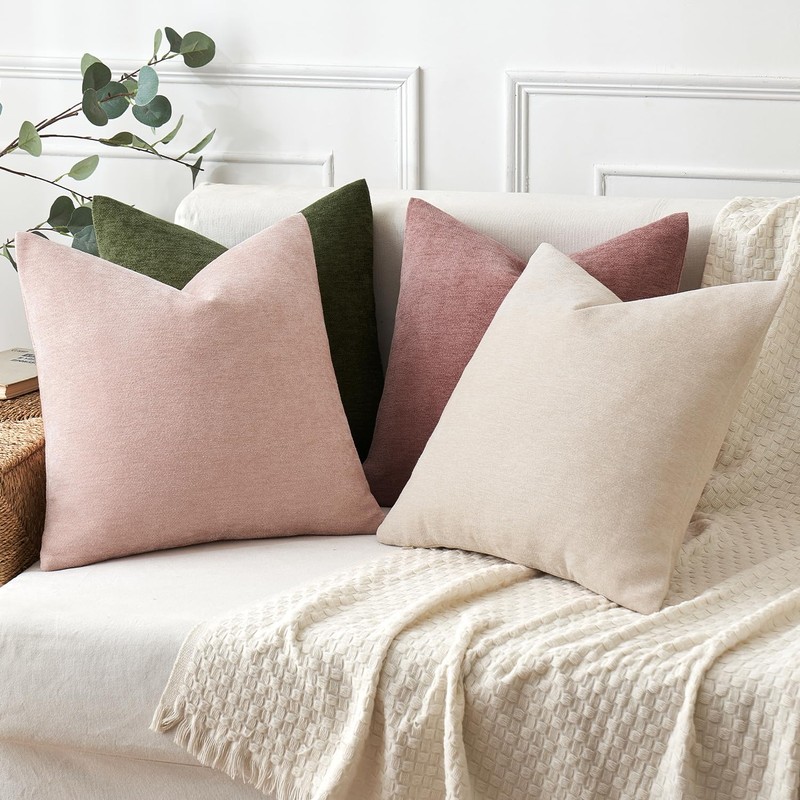 MIULEE Pack of 2 Cream Decorative Pillow Covers 18x18 Inch