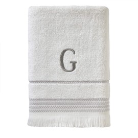 SKL Home Casual Monogram Bath Towel, G, 28x54, White