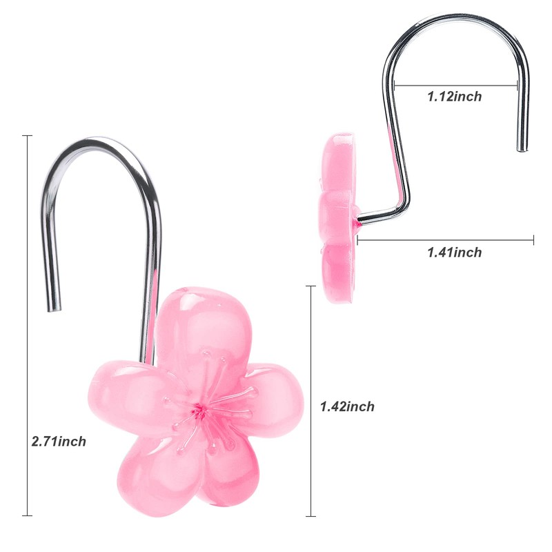 SIMPLE CLEVER HOMES 365 Cute Flower Shower Curtain Hooks, Glow
