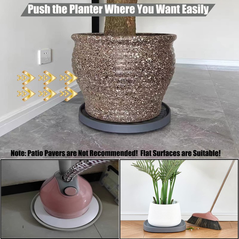15.5Inch Plant Caddy with Hidden Wheels, Rolling Plants Stand with
