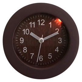 Fuji Boeki 36698 Table Clock, Alarm Clock, Analog, Width 4.0 inches (10.2 cm), Brown, Natural Wood, Silent Type, Alarm Included, Light, Tabletop, Round Wood