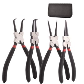 AGOOBO 4 Pack Snap Ring Pliers Set ,7 inch Heavy Duty Internal/External Precision Cir-clip Retaining Ring Pliers Kit with Straight/Bent Jaw for Ring Remover Retaining and Remove Hoses with Storage Bag