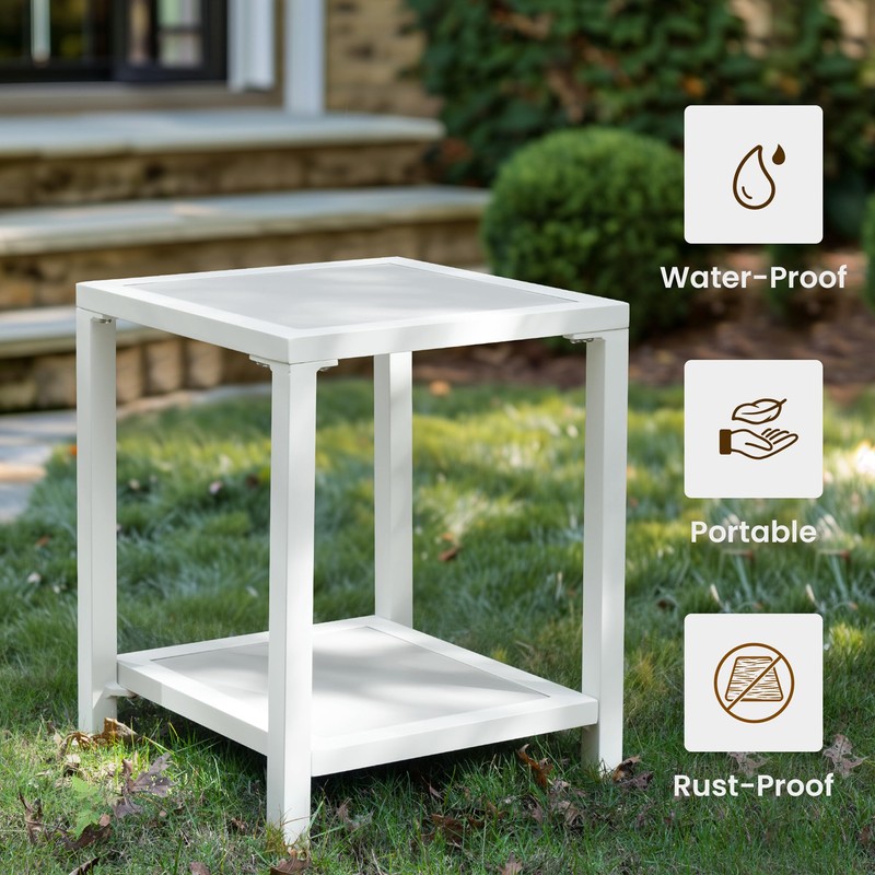 JOINHOM Outdoor Side Table, End Table for Patio,15.8" Solid Side