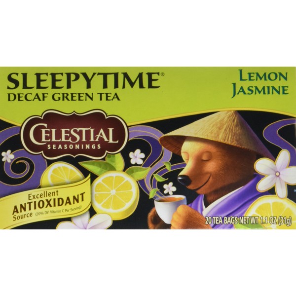 Celestial Seasonings Sleepytime Decaf Lemon Jas Green Tea Bags -