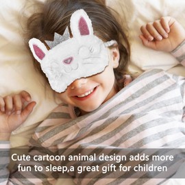 VerteLife Eye Mask for Sleeping, Cute Rabbit Ears Eye Mask Fluff Funny Sleeping Mask Children Men Women Blindfold Sleeping Mask for Travel Nap Party (White Rabbit Ears)