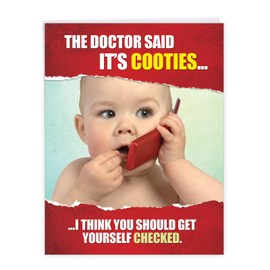 NobleWorks - Big Funny Get Well Paper Card 8.5 x 11 Inch with Envelope (1 Pack) Large Jumbo Cooties J9714