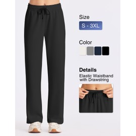 SPECIALMAGIC Womens Yoga Sweatpants Wide Leg Cotton Drawstring Lounge Pants Leisure Pajama Black XL