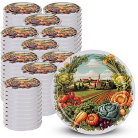 KADAX Screw Lid fi82 mm x 100 Pieces, Twist-Off Lid Set Made of Metal, Replacement Lids for Preserving Jars, Lids with 6 Locking Teeth for Tumbler Jars and Preserving Jars (Vegetable Field, Pack of