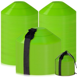 Sratte 200 Pcs Soccer Cones with Strap and Mesh Bag Agility Disc Cones Soccer Training Cones Disc Sports Cones for Drills Challenge Football Basketball Skating Kids Games Outdoor Indoor (Green)